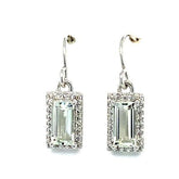 Sterling Silver Prasiolite Emerald Cut Earrings with French Wires